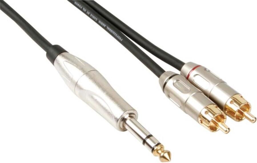 Velleman RCA-JACK KABEL 2 x RCA MANNELIJK naar JACK 6.35 mm STEREO 6 m
