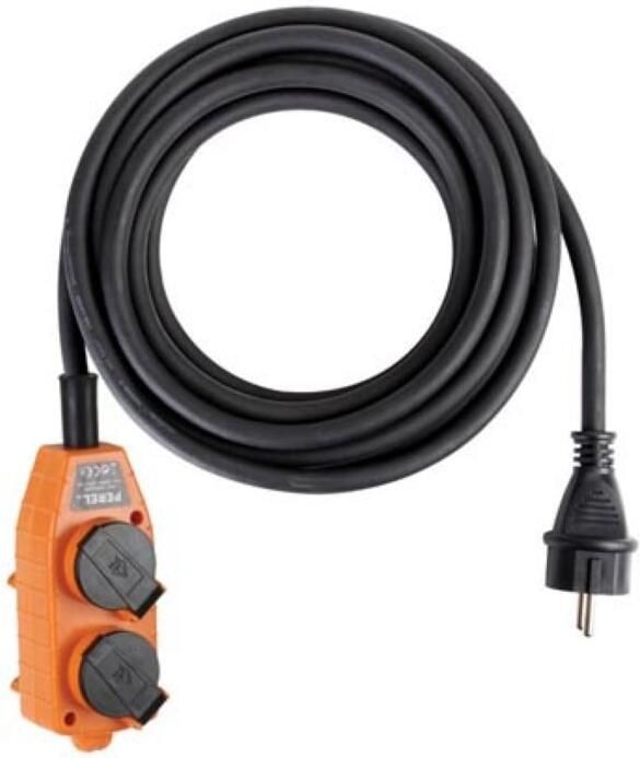 Velleman ROBUUSTE NEOPREENKABEL MET 4-VOUDIGE STEKKERDOOS IP44 5 m 3G1.5 PENAARDE