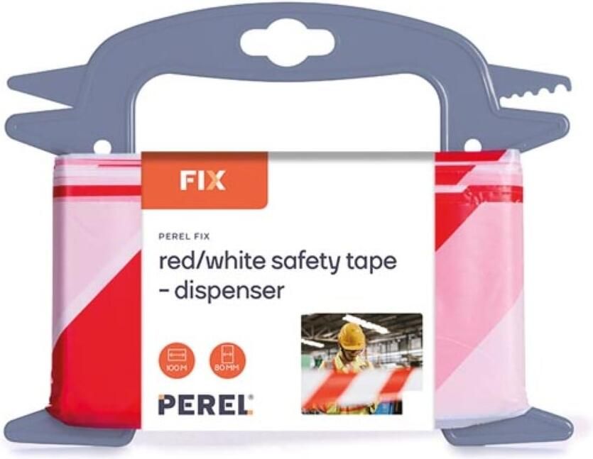 Velleman Afzetlint op haspel 100 m ideaal voor tijdelijke afzettingen en evenementen rood wit - Foto 1
