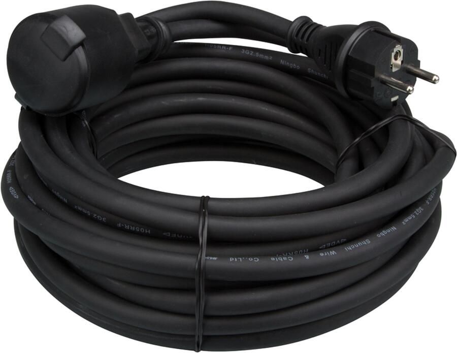 Velleman RUBBER VERLENGKABEL 10 m ZWART 3G2.5 PENAARDE