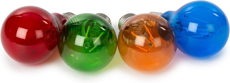 Velleman SET LED-GLOEILAMPEN A60 GEKLEURD GLAS 4 st. ROOD GROEN BLAUW ORANJE