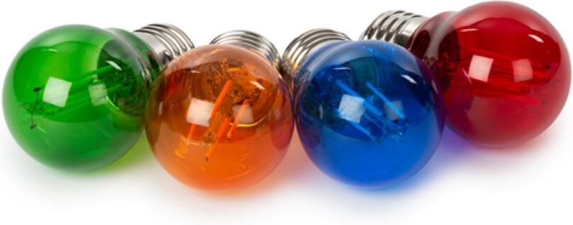 Velleman SET LED-GLOEILAMPEN G45 GEKLEURD GLAS 4 st. ROOD GROEN BLAUW ORANJE