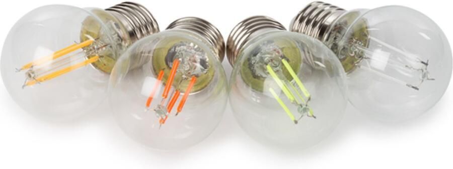 Velleman SET LED-GLOEILAMPEN G45 HELDER GLAS 4 st. ROOD GROEN BLAUW ORANJE