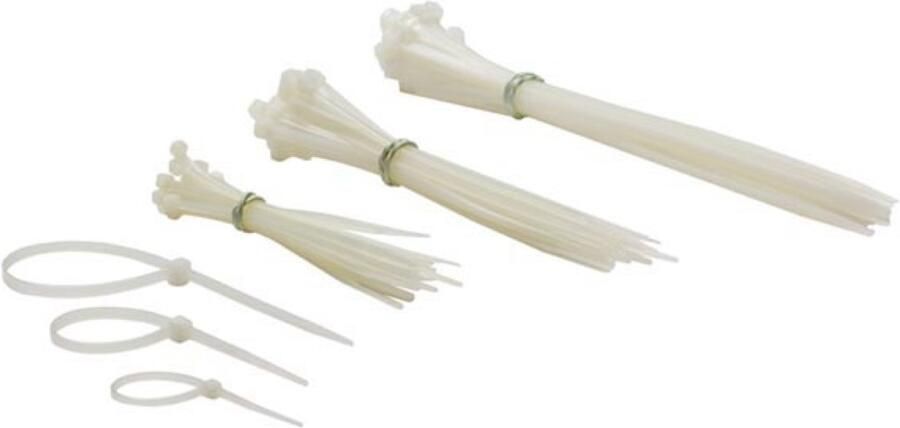 Velleman SET MET NYLON KABELBINDERS VERSCHILLENDE AFMETINGEN WIT (75 st.)