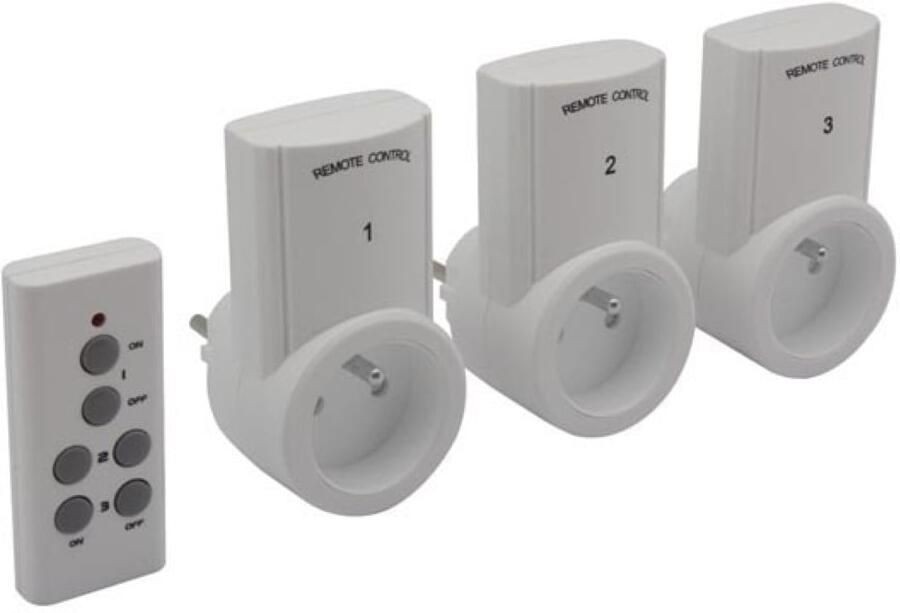 Velleman Stopcontacten met afstandsbediening set van 3 draadloos bereik tot 25 m 10 A 2300 W wit