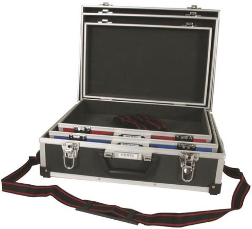 Velleman Set met 3 opbergkoffers verschillende maten schouderriem sleutelslot 2 sleutels aluminium max. 460 x 335 x 150 mm
