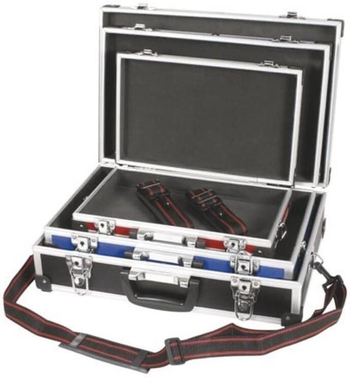 Velleman Set met 3 opbergkoffers verschillende maten schouderriem sleutelslot 2 sleutels aluminium max. 430 x 290 x 120 mm