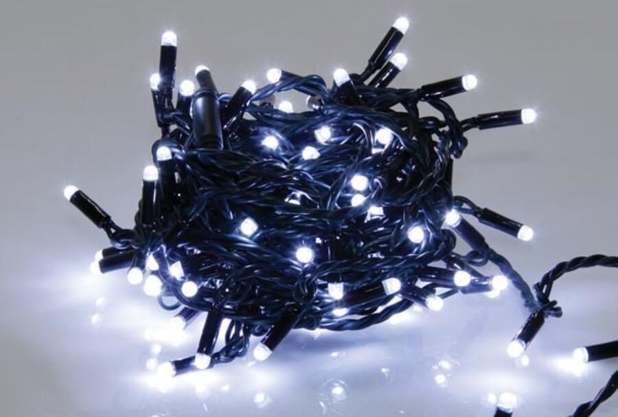 Velleman Simply-connect PRO LINE steadylight LED 10 m 100 warm witte lampen zwart draad 230 V