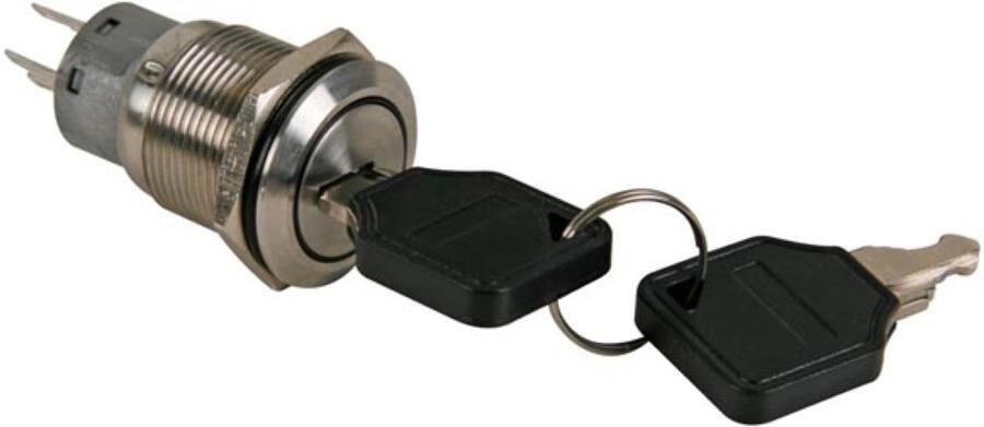 Velleman SLEUTELSCHAKELAAR 2 NO 2 NC (DPDT) IN ROESTVRIJ STAAL 19mm