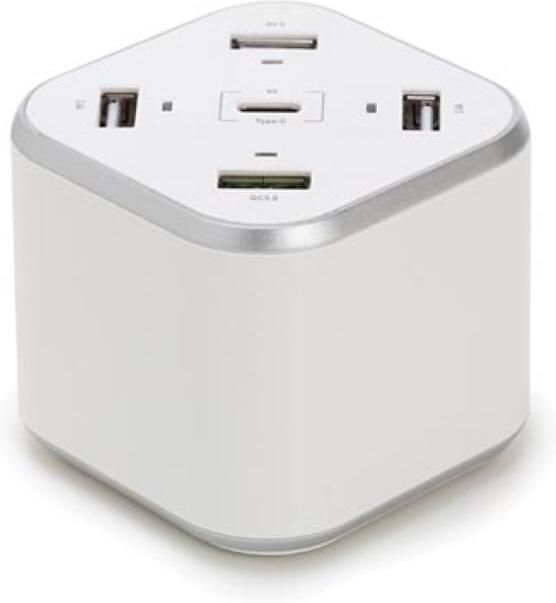Velleman SMART USB station met 3 x USB + 1 x USB Fast Charge QC 3.0 + 1 x Type-C uitgangen max. 9.6 A max. 48 W wit