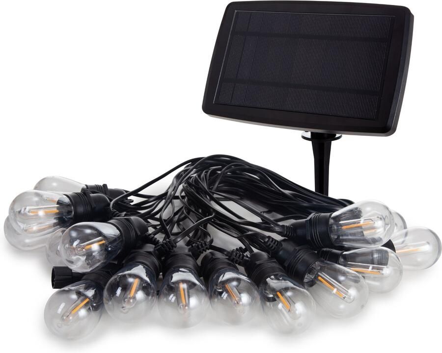 Velleman Solar LED 15 m 15 warmwitte lampen zwarte draad