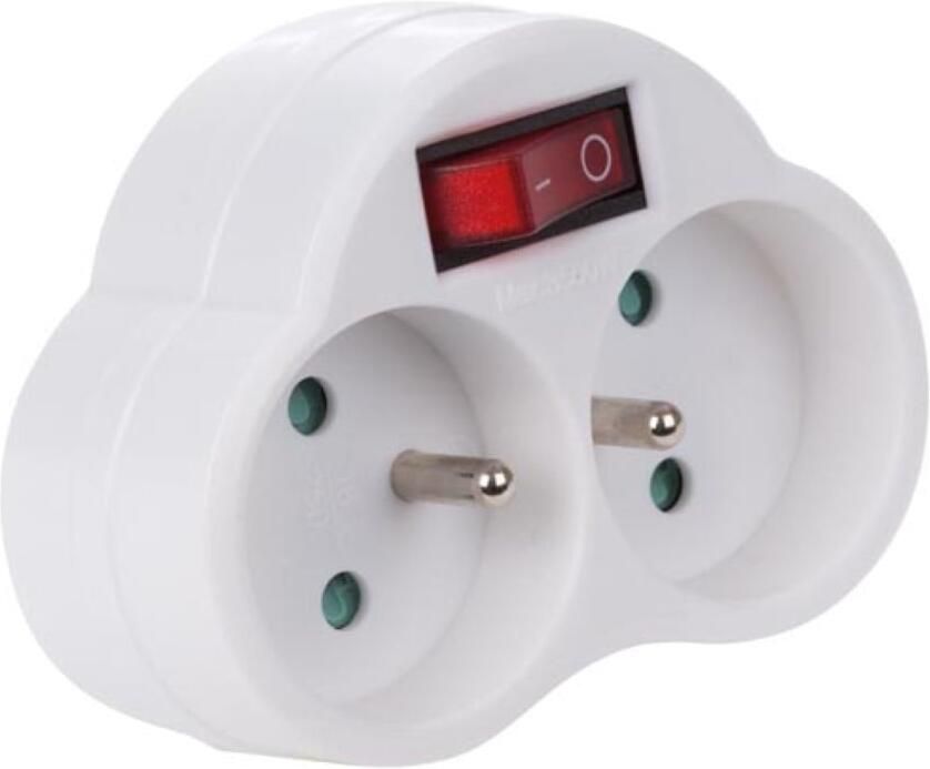 Velleman TUSSENSTEKKER MET AAN UIT-SCHAKELAAR 2 STOPCONTATEN PENAARDE