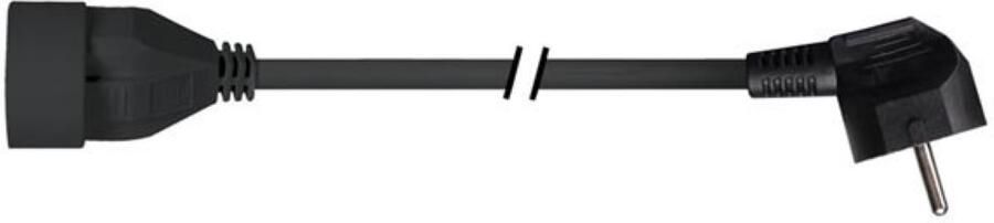 Velleman VERLENGKABEL MET 90° STEKKER 1.5 m ZWART 3G1.5 PENAARDE