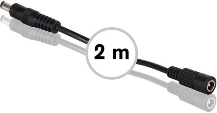 Velleman VERLENGSNOER MET DC-VOEDINGSCONNECTOR (MANNELIJK-VROUWELIJK) 2 m ZWART