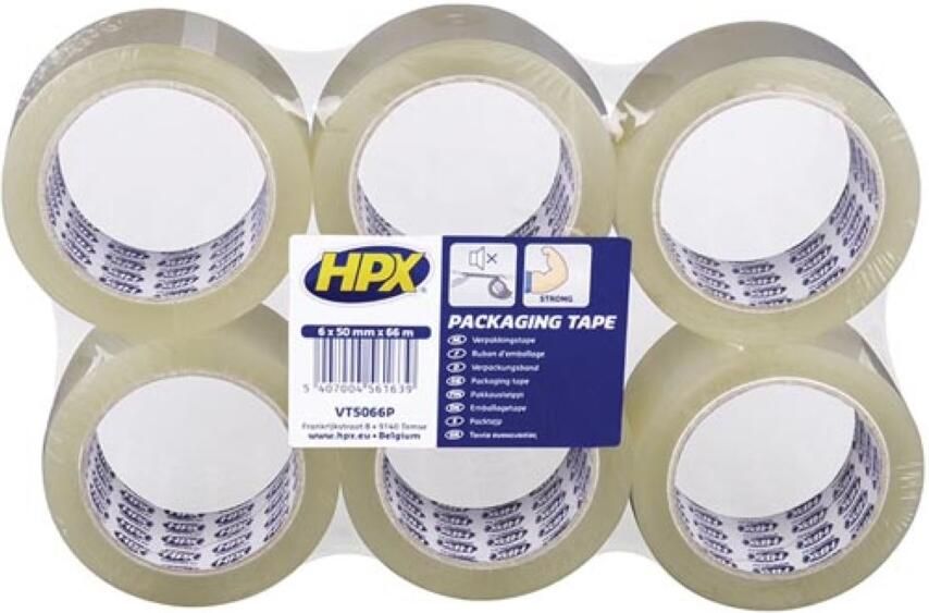 Velleman Verpakkingstape flatpack 6 rollen transparant 50mm x 66m