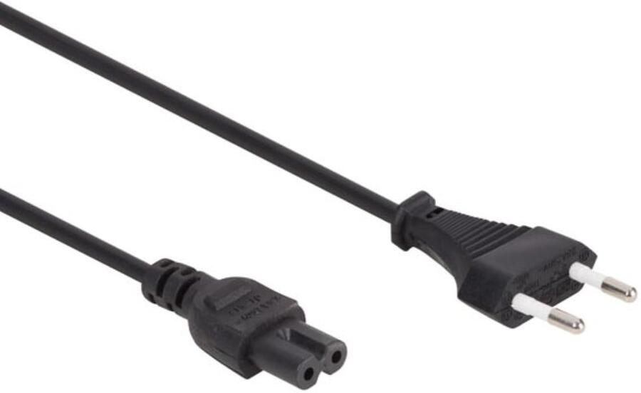 Velleman VOEDINGSKABEL ZWART CEE 7 16"EUROSTEKKER"+ C7 L=2 m H03VVH2-F 2G0.75 mm²
