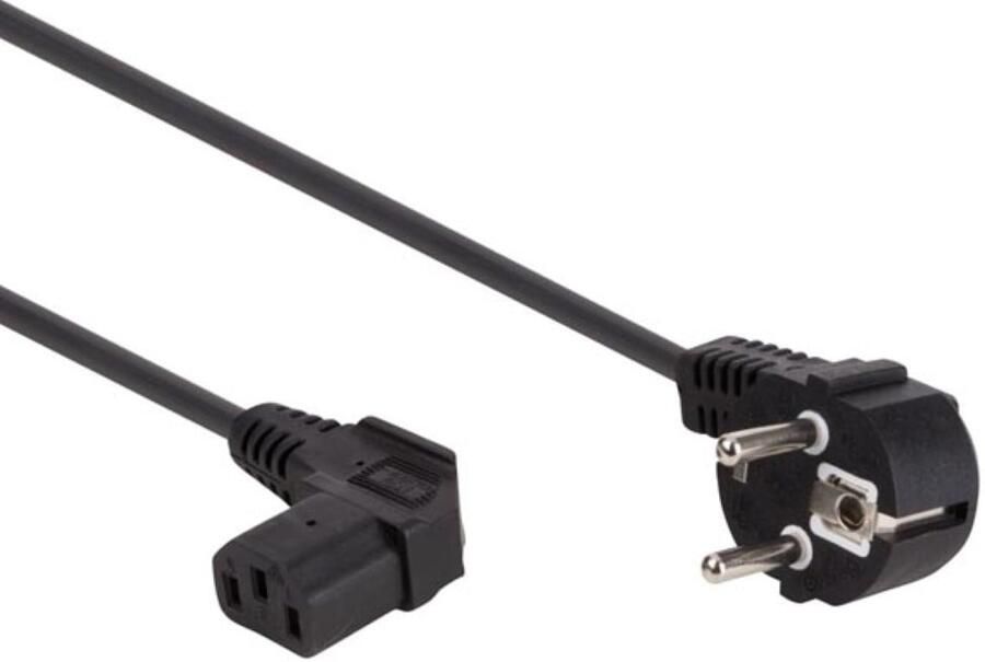 Velleman VOEDINGSKABEL ZWART CEE 7 7 90° + C13 90° L=2.5 m H05VV-F 3G1.0 mm²