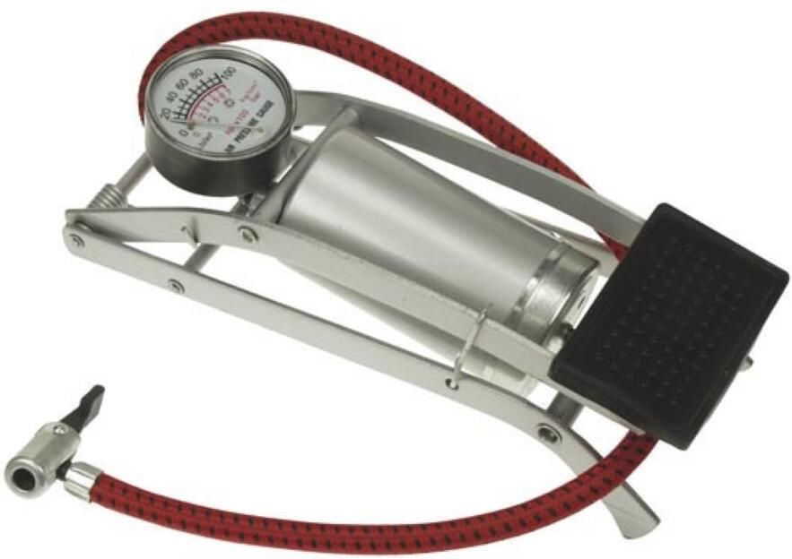 Velleman Krachtige voetpomp voor fiets auto ballen met manometer 6.9 bar inclusief 3 aansluitstukken - Foto 1