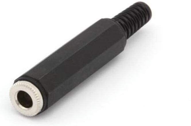 Velleman VROUWELIJKE 6.35mm MONO JACK MET PLASTIC HULS VERNIKKELD ZWART