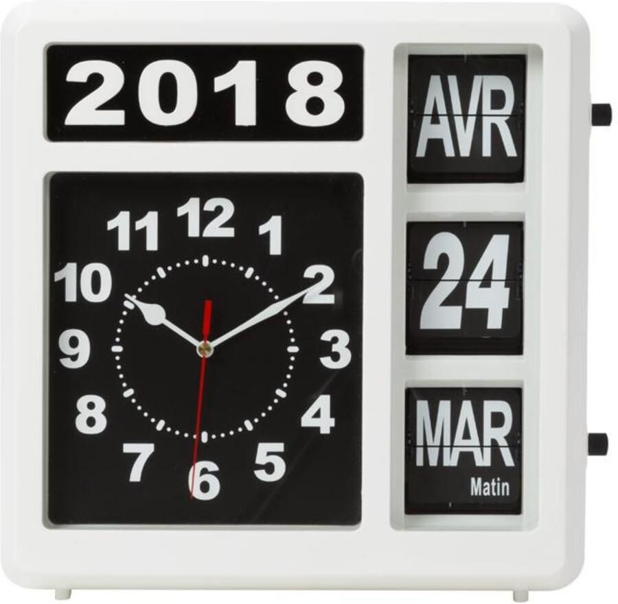 Velleman WANDKLOK MET FLIPOVER KALENDER 31 x 31 cm FRANS