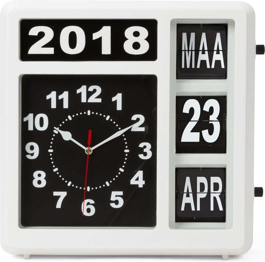 Velleman WANDKLOK MET FLIPOVER KALENDER 31 x 31 cm NEDERLANDS