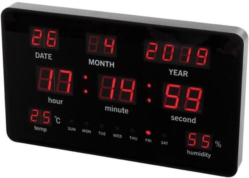 Velleman WANDKLOK MET LED-DISPLAY 37 8 x 25 8 x 2 5 cm