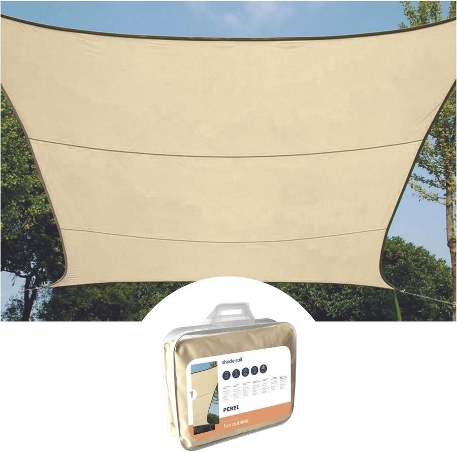 Velleman WATERDOORLATEND ZONNEZEIL VIERKANT 5 x 5 m KLEUR: CHAMPAGNE