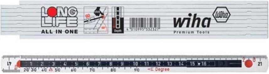Velleman Wiha Duimstok Longlife All in One 2 m metrisch 10 delen (33232) wit