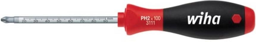 Velleman Wiha Schroevendraaier SoftFinish Phillips met ronde schacht en gelaserde mm-schaalverdeling (35398) PH2 x 100 mm