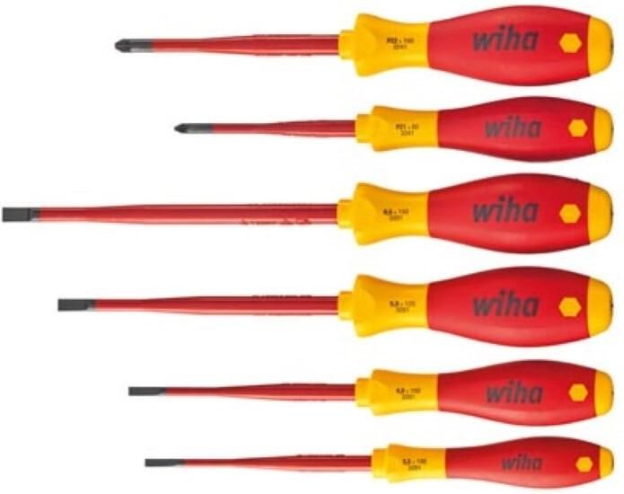 Velleman Wiha Schroevendraaierset SoftFinish electric slimFix sleufkop Pozidriv 6-delig (36455)