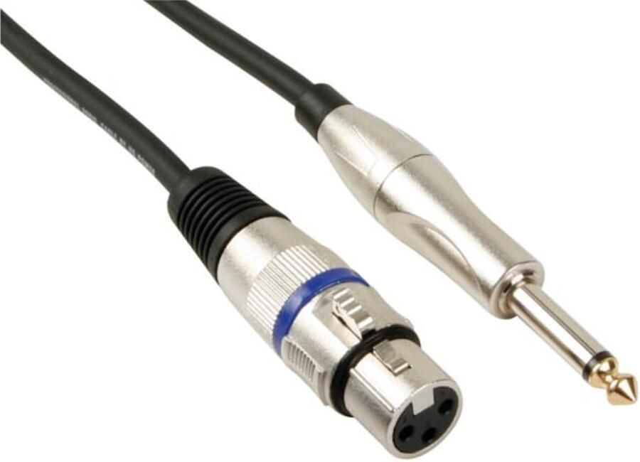 Velleman XLR-KABEL XLR VROUWELIJK naar JACK 6.35 mm MONO 6 m