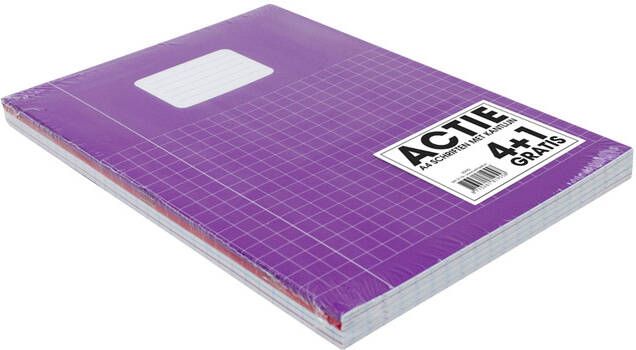 Merkloos Pakket van 10x stuks schoolschriften A4 ruitjes wiskunde gekleurd Schoolschrift - Foto 2