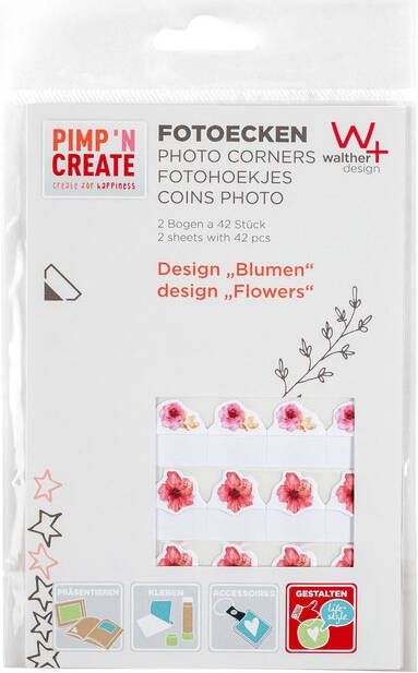 Walther design Fotohoeken bloemen 2 vellen Ã  42 stuks