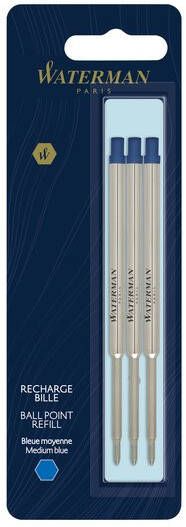 Waterman Balpenvulling blauw medium blister Ã  3 stuks