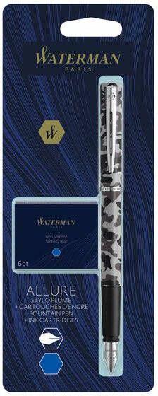 Waterman vulpen Allure camouflage fijne punt inclusief 6 inktpatronen op blister