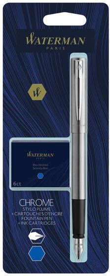 Waterman Vulpen Allure chrome fijn + inktpatronen blauw