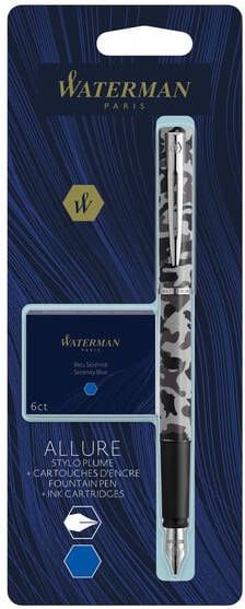 Waterman vulpen Allure camouflage fijne punt inclusief 6 inktpatronen op blister