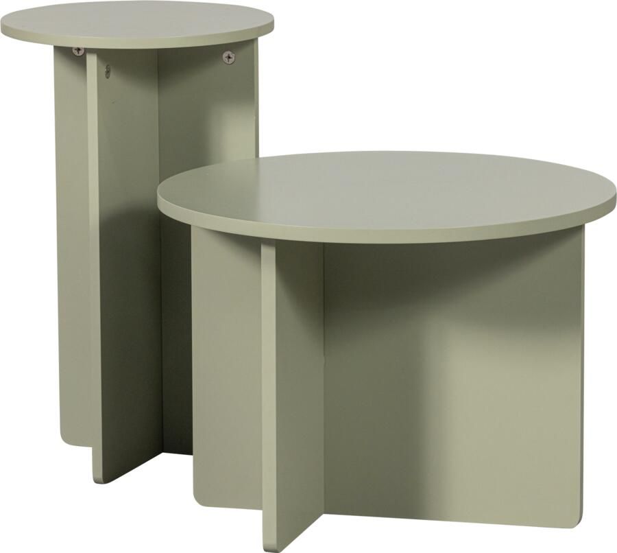 WOOOD Bijzettafels Set V 2 Ronny Groen Grijs