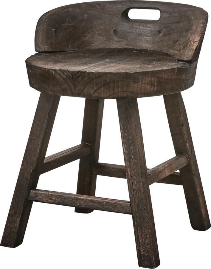 WOOOD Decoratieve Kruk Stoel Rosalie Hout Donkerbruin