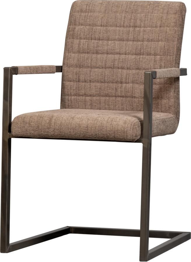 WOOOD Eetkamerstoel Bas Geweven Stof Bruin Melange