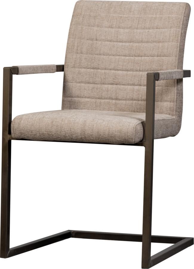 WOOOD Eetkamerstoel Bas Geweven Stof Zand Melange