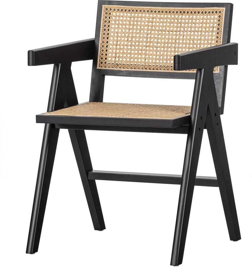 WOOOD Eetkamerstoel Gunn Rattan Hout Zwart