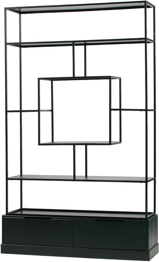 WOOOD FONS VAKKENKAST METAAL HOUT MAT ZWART [fsc]