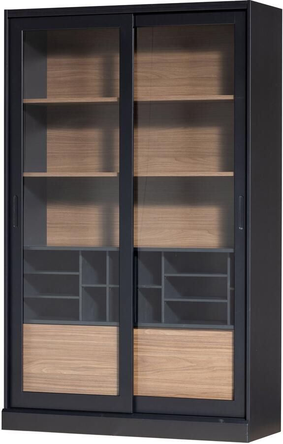 WOOOD JAMES VITRINEKAST NOTEN ZWART [fsc]