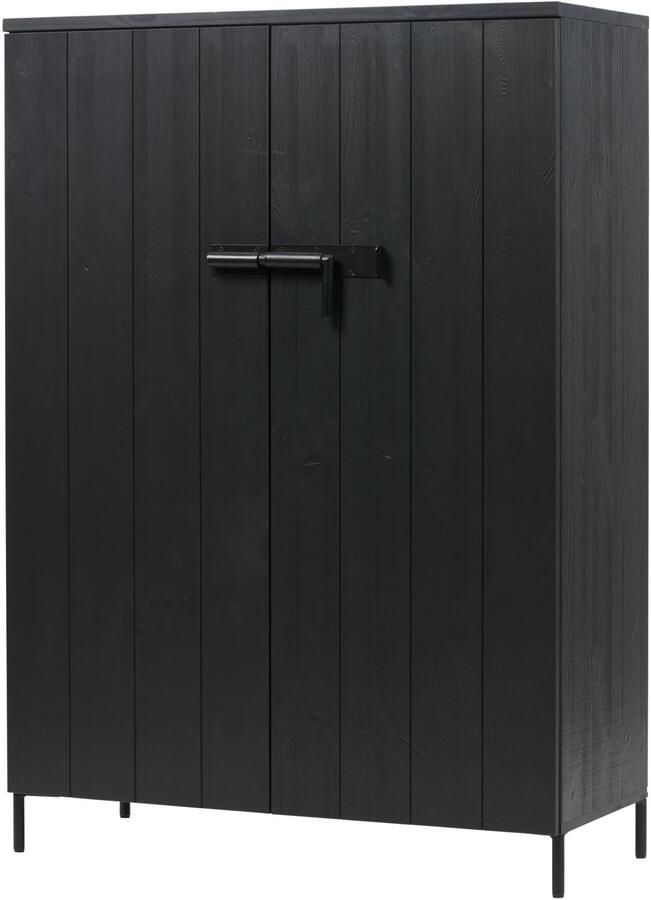 WOOOD Kast Bruut 2-Drs Grenen Geborsteld Diep Zwart [Fsc]