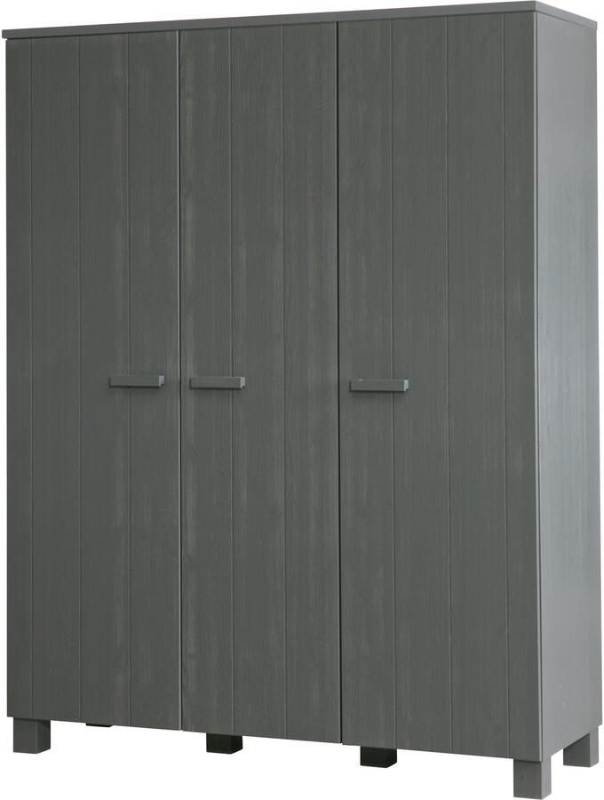 WOOOD Kast Dennis 3-Deurs Grenen Steel Grey Geborsteld [Fsc]