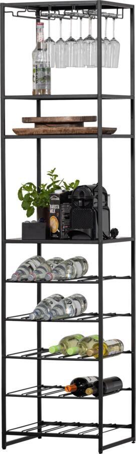 WOOOD Multifunctioneel Wijn- Drankenrek Reese Metaal Zwart