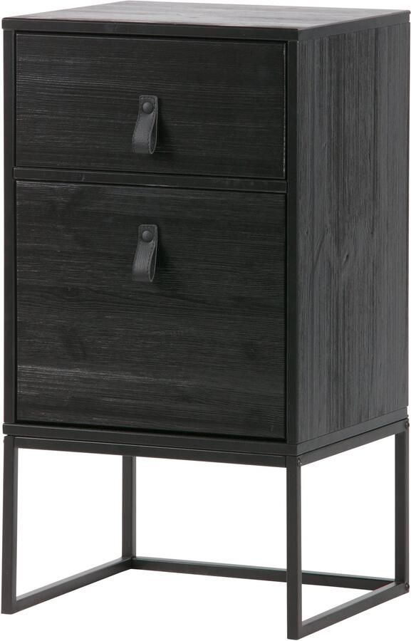 WOOOD Nachtkastje Zola Met Lade En Deur Geborsteld Diep Zwart[Fsc]