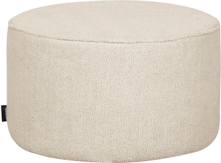 WOOOD Poef Sara Laag Boucle Creme 36Xo60