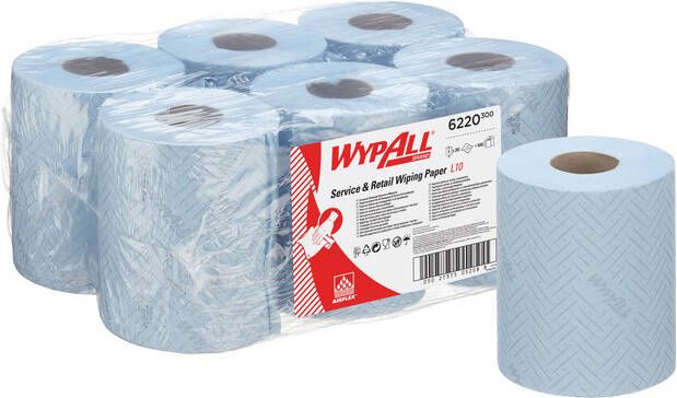 Wypall Poetsrol L10 1-laags 18 3cm106m 6 rollen Ã  280 vel blauw 6220